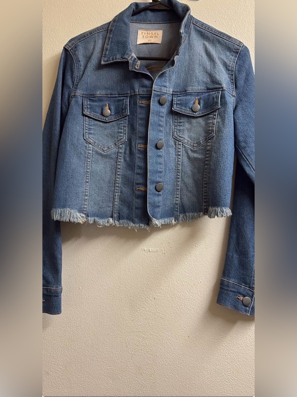 Tinseltown Blue Denim Cropped Jean Jacket